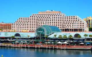 Large building glass front side - modernism free wallpaper