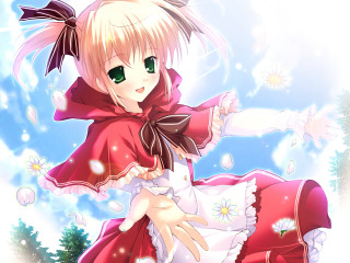 Girl red dress white teddy - a white teddy bear free wallpaper