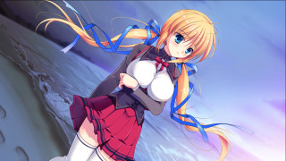 Anime girl blonde hair blue 17 - a blue ribbon free wallpaper
