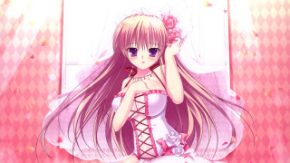 Girl long hair corset head - pink free wallpaper for desktop