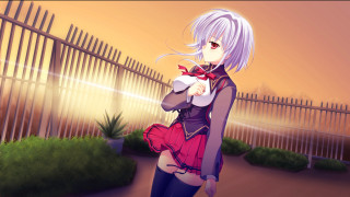 Woman portrait fence pinkhair purpleeyes - purple eye free wallpaper