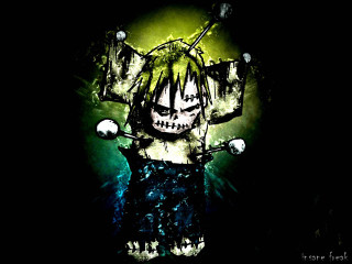 Creepy skull green light black - toyism free wallpaper