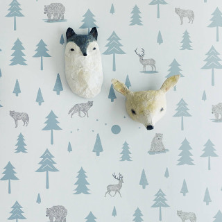 Deer heads mounted forest background - naive free wallpaper