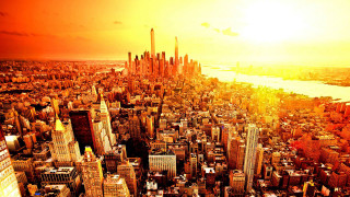 City tall buildings river sunset 5 - city free wallpaper