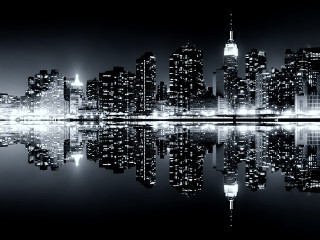 City skyline reflection water night 8 - a reflection free wallpaper