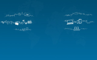 Blue background world map laptop - isometric free wallpaper