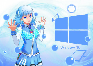 Girl blue dress windows10 bubbles - android free wallpaper