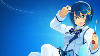 Anime girl knife cellphone blue 2 - a anime girl holding free wallpaper
