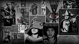 Collage posters red eye center - punk art free wallpaper