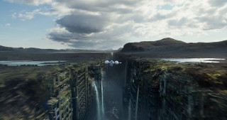 Canyon waterfall group people mountain - a narrow canyon free wallpaper