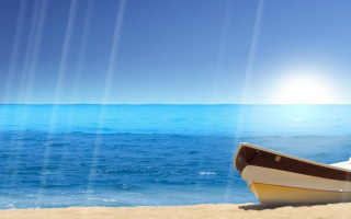 Boat beach sunshine blue sky - the sun free wallpaper