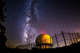 Telescope fence night sky stars - microscopic free wallpaper