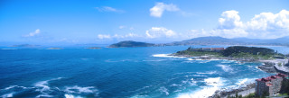 Beach water view hill town - free ship wallpaper for desktop