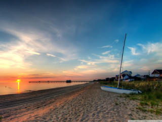 Boat beach sunset pier house - sunset free wallpaper