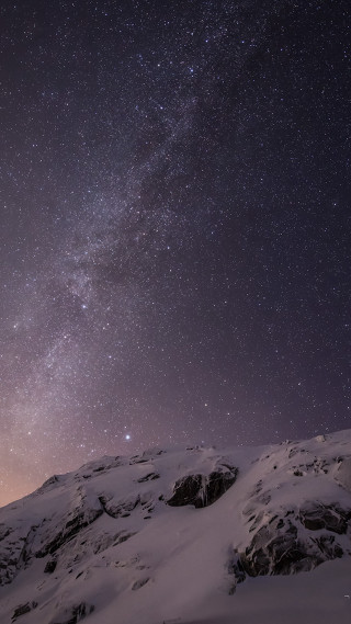 Snowy mountain night sky stars - andries stock free wallpaper