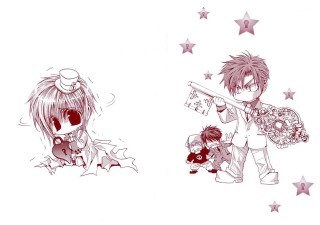 Anime stars girl gun boy - pop surrealism free wallpaper