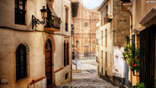 Narrow alley clock tower window - narrow free wallpaper