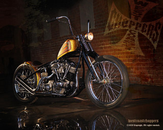 Motorcycle parked brick wall reflection - a reflection free wallpaper