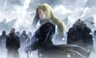 Woman black dress snow group - armin hansen free wallpaper