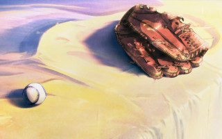 Baseball catchers mitt beach sand - destructive free wallpaper