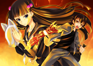 Anime characters fighting paper flames - the background of the image free wallpaper