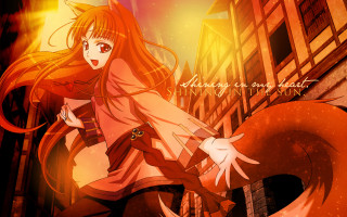 Anime girl red hair city - a city free wallpaper