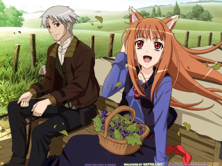Anime couple bench grapes basket - a bench free wallpaper