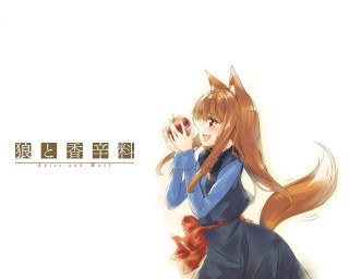 Woman blue dress apple holding - a red apple free wallpaper