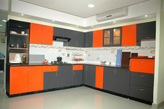 Kitchen orange gray cabinets white - lyco art free wallpaper