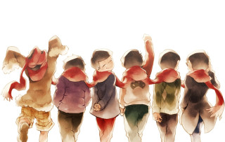 Group people walking street arms - their back free wallpaper