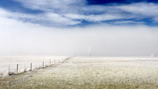Field fence sky clouds snow - mist free wallpaper