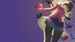 Woman skirt jacket hat bird - her free wallpaper