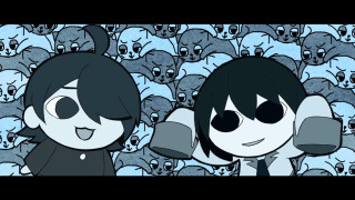 Cartoon characters skulls crowd blue - a mosaic free wallpaper