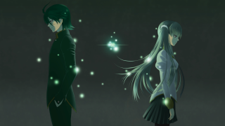 Anime characters dark room stars - a green light free wallpaper