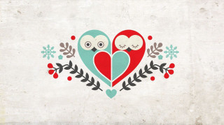 Owls heart leaves berries snowflakes - leaf and berries free wallpaper