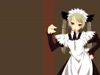 Woman white dress black ears - a black nose free wallpaper