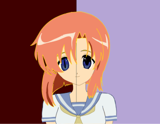 Anime girl pink hair blue 10 - a purple background free wallpaper