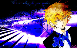 Anime character blue bowtie black 2 - a manga drawing free wallpaper for desktop