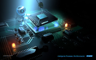 Robot circuit board light shining 6 - cybernetic free wallpaper