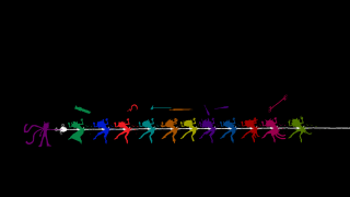 Line people black background rainbow - toyism free wallpaper