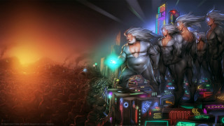 Group city night neon lights - neon free wallpaper