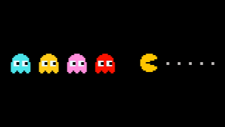 Pacman line moon girls pixelart - 2 d game art free wallpaper