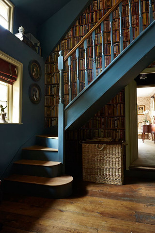 Staircase basket bookshelf clock wall - free architecture wallpaper