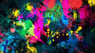 Colorful paint splatter black background - vivid free wallpaper