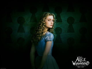 Alice prin blue dress curly - a white outline free wallpaper