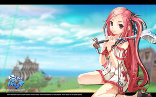 Girl red hair golf club - long red hair holding free wallpaper