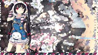 Girl long hair cat dress 2 - tone free wallpaper