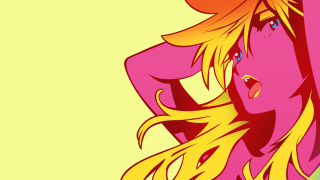 Cartoon girl pony tail pink - flat color free wallpaper