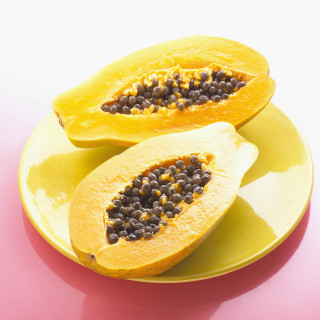 Yellow plate cut half papaya - boetius adamsz bolswert free wallpaper