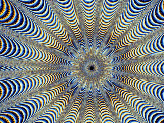 Blue yellow pattern black center - kinetic free wallpaper for desktop